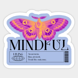 Retro Mindful Living Mental Health Reminder Sticker